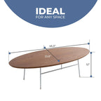 Table basse ovale – Bois naturel / Noir / Noyer / Blanc | Milieu du siècle moderne | Base en acier