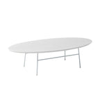 Table basse ovale – Bois naturel / Noir / Noyer / Blanc | Milieu du siècle moderne | Base en acier