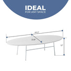 Table basse ovale – Bois naturel / Noir / Noyer / Blanc | Milieu du siècle moderne | Base en acier