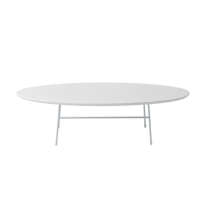 Table basse ovale – Bois naturel / Noir / Noyer / Blanc | Milieu du siècle moderne | Base en acier