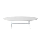 Table basse ovale – Bois naturel / Noir / Noyer / Blanc | Milieu du siècle moderne | Base en acier