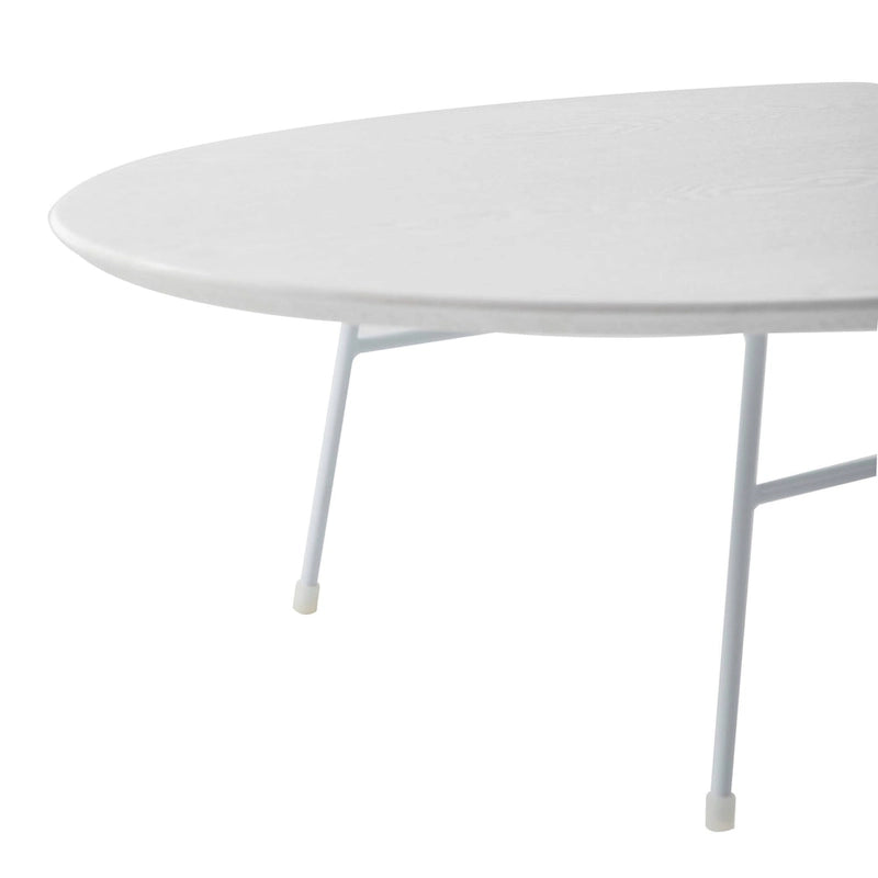 Table basse ovale – Bois naturel / Noir / Noyer / Blanc | Milieu du siècle moderne | Base en acier
