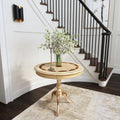 Table d'appoint ronde traditionnelle sur pied, marron foncé – Finition cerisier de plantation