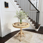 Table d'appoint ronde traditionnelle sur pied, marron foncé – Finition cerisier de plantation
