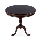 Table d'appoint ronde traditionnelle sur pied, marron foncé – Finition cerisier de plantation