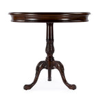 Table d'appoint ronde traditionnelle sur pied, marron foncé – Finition cerisier de plantation