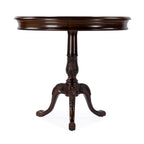 Table d'appoint ronde traditionnelle sur pied, marron foncé – Finition cerisier de plantation