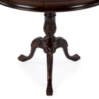 Table d'appoint ronde traditionnelle sur pied, marron foncé – Finition cerisier de plantation