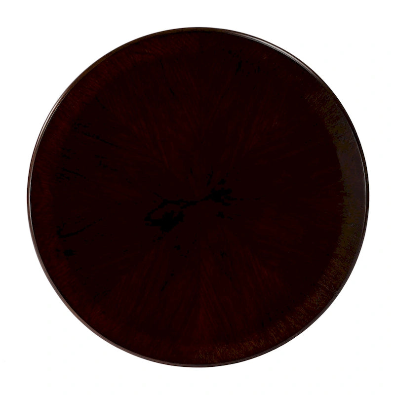 Table d'appoint ronde traditionnelle sur pied, marron foncé – Finition cerisier de plantation