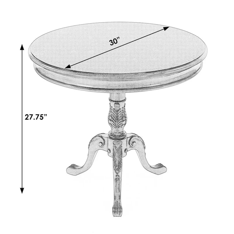 Table d'appoint ronde traditionnelle sur pied, marron foncé – Finition cerisier de plantation