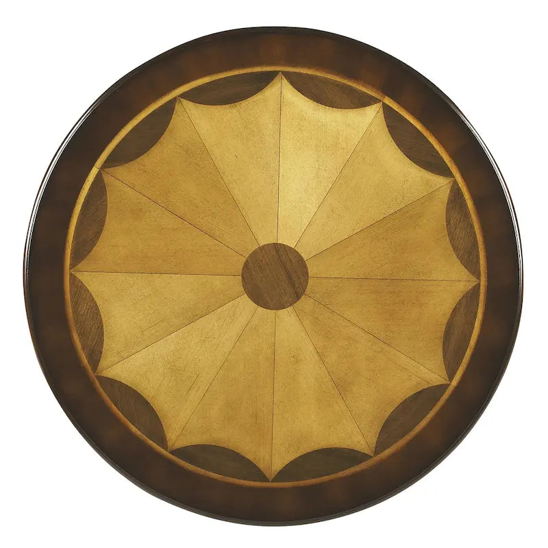 Table d'appoint ronde traditionnelle sur pied, marron foncé – Finition cerisier de plantation