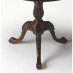 Table d'appoint ronde traditionnelle sur pied, marron foncé – Finition cerisier de plantation