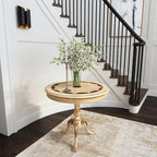 Table d'appoint ronde traditionnelle sur pied, marron foncé – Finition cerisier de plantation