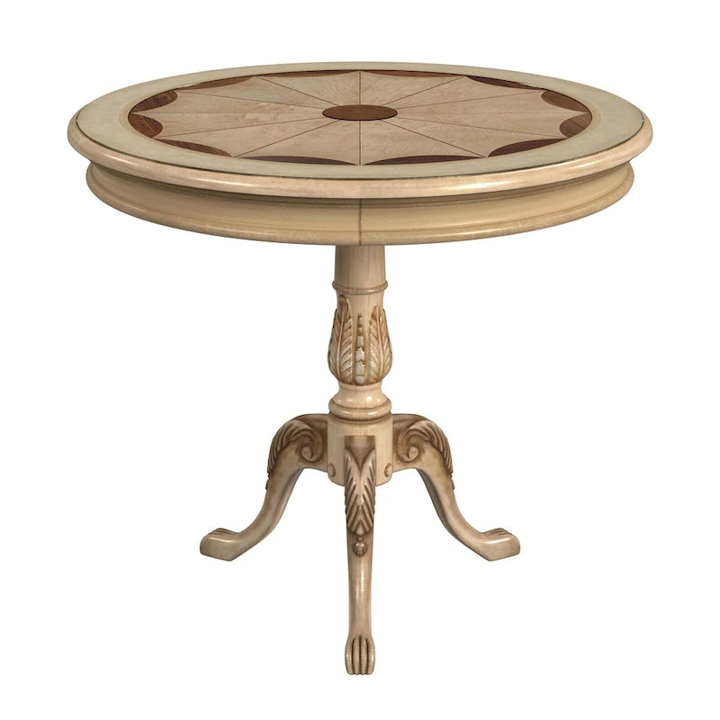 Table d'appoint ronde traditionnelle sur pied, marron foncé – Finition cerisier de plantation