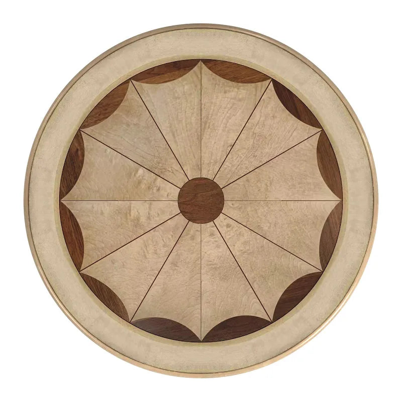 Table d'appoint ronde traditionnelle sur pied, marron foncé – Finition cerisier de plantation