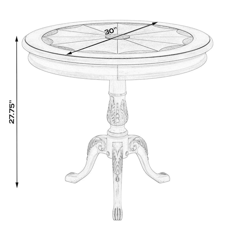 Table d'appoint ronde traditionnelle sur pied, marron foncé – Finition cerisier de plantation