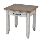 Table de chevet en bois bicolore à 1 tiroir, style ferme rustique