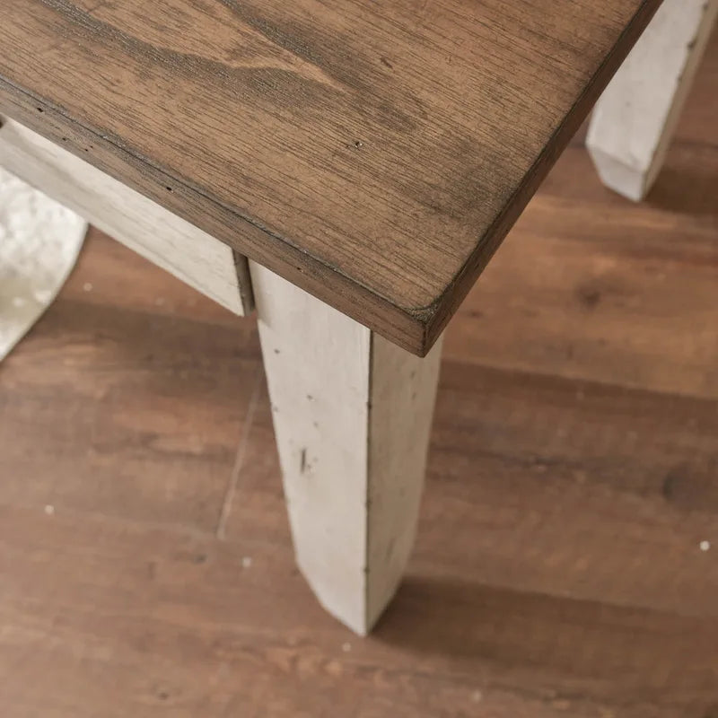 Table de chevet en bois bicolore à 1 tiroir, style ferme rustique