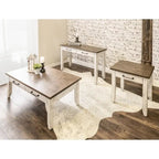 Table de chevet en bois bicolore à 1 tiroir, style ferme rustique