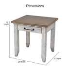 Table de chevet en bois bicolore à 1 tiroir, style ferme rustique