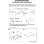 Ensemble de salle à manger 5 pièces en marbre blanc et noyer brun, 4 places