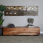 Banc en bois massif avec base surélevée - Marron - Roche River Decor - 16L x 71P x 15H