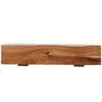 Banc en bois massif avec base surélevée - Marron - Roche River Decor - 16L x 71P x 15H