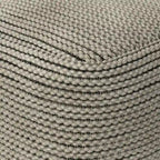 Pouf carré tissé crème, intérieur/extérieur, 1 place