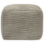 Pouf carré tissé crème, intérieur/extérieur, 1 place