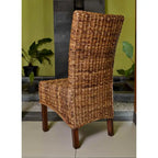Chaises de salle à manger en abaca tressé marron et acajou, lot de 2