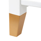 Table d'appoint mi-siècle blanche avec tiroir et étagère