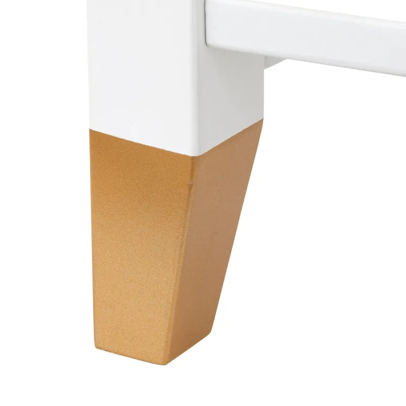 Table d'appoint mi-siècle blanche avec tiroir et étagère