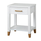Table d'appoint mi-siècle blanche avec tiroir et étagère