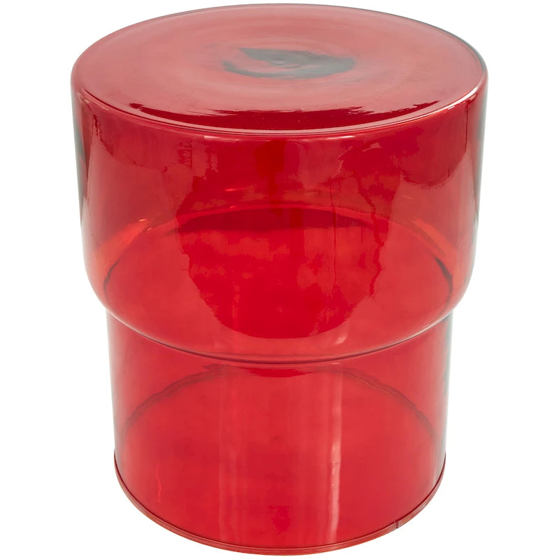 Table d'appoint ronde en verre transparent rouge