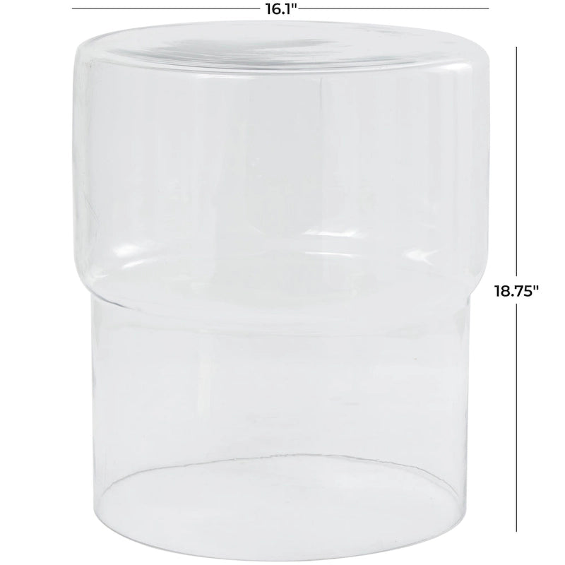 Table d'appoint ronde en verre transparent rouge