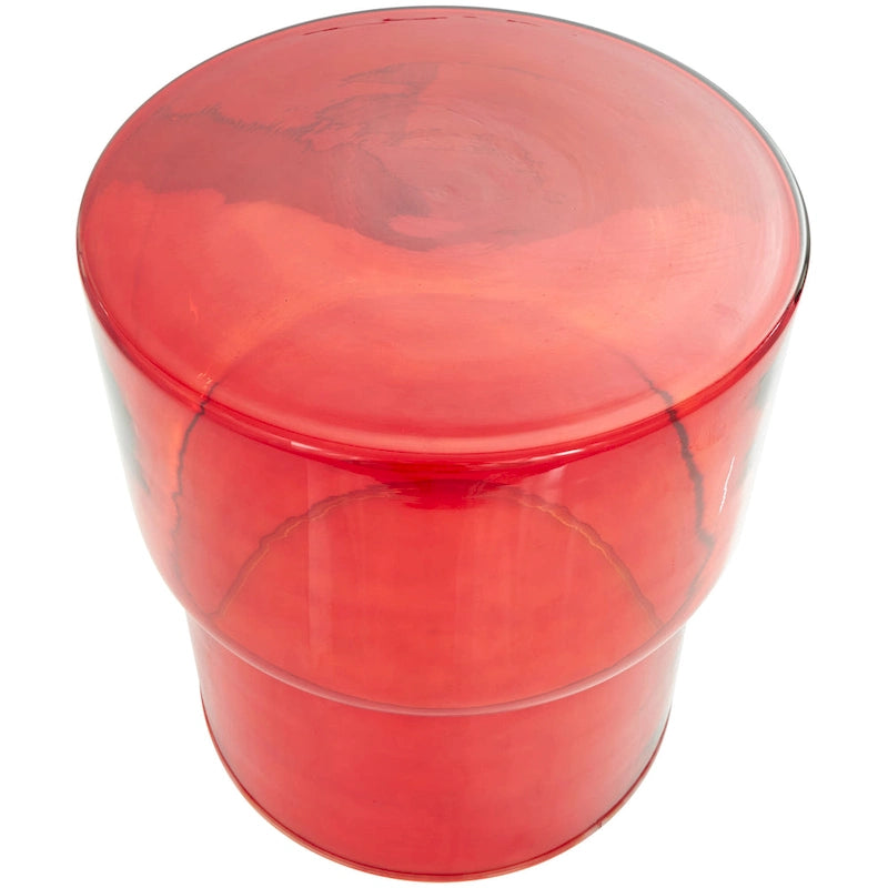 Table d'appoint ronde en verre transparent rouge