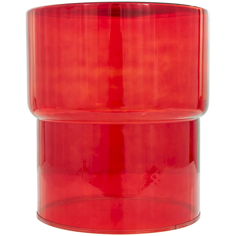Table d'appoint ronde en verre transparent rouge