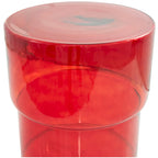 Table d'appoint ronde en verre transparent rouge