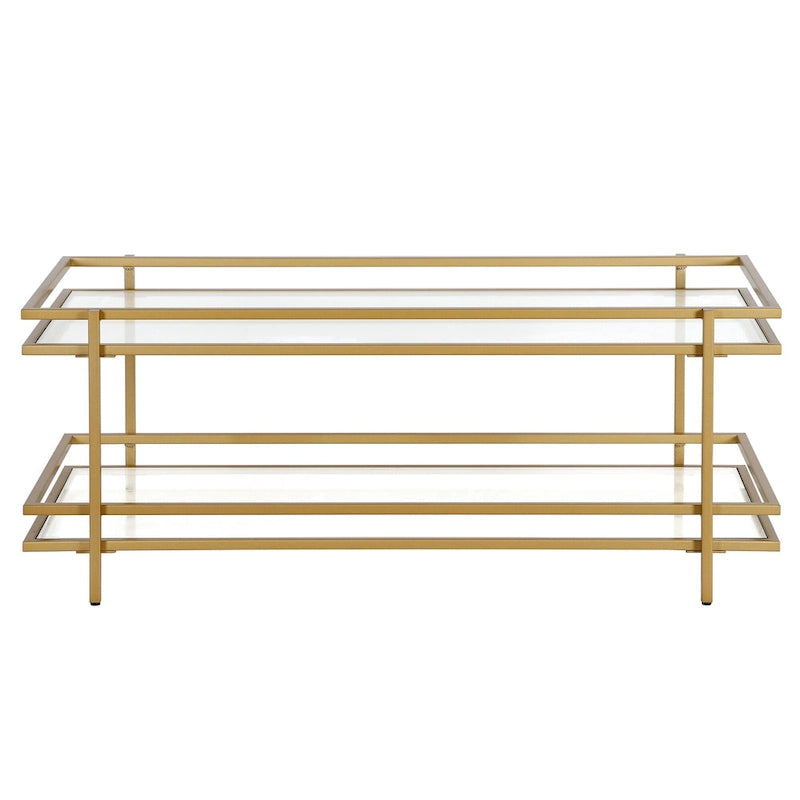Étagère de présentation à 4 niveaux en acier et verre, voûtée, laiton/bronze noirci