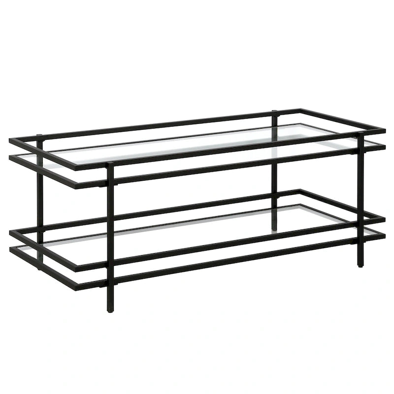 Étagère de présentation à 4 niveaux en acier et verre, voûtée, laiton/bronze noirci