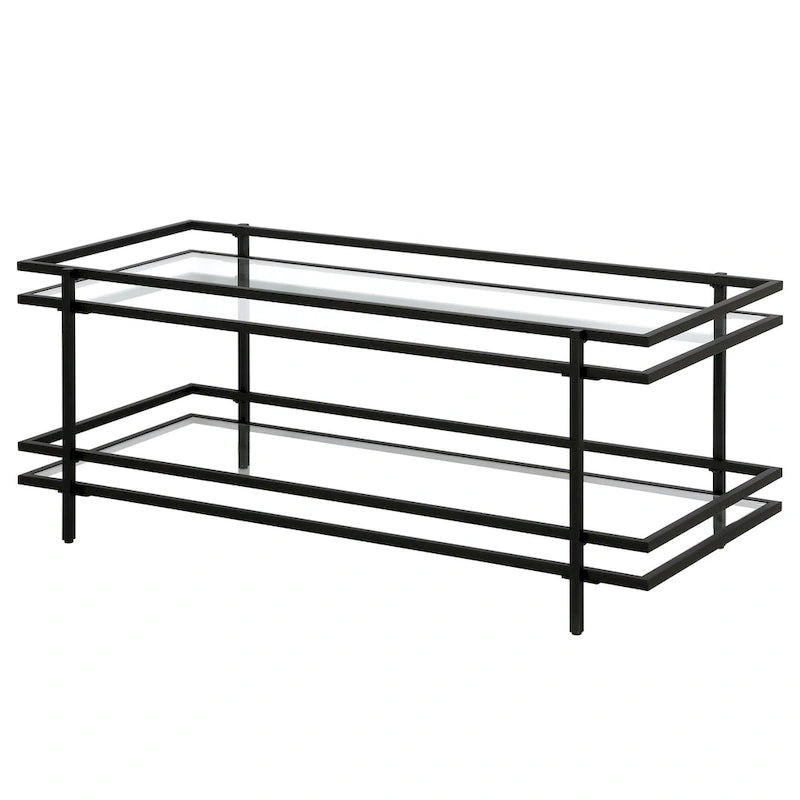 Étagère de présentation à 4 niveaux en acier et verre, voûtée, laiton/bronze noirci