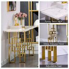 Console moderne Table de canapé de 140 cm avec plateau haute brillance et base en métal miroir pour entrée et salon