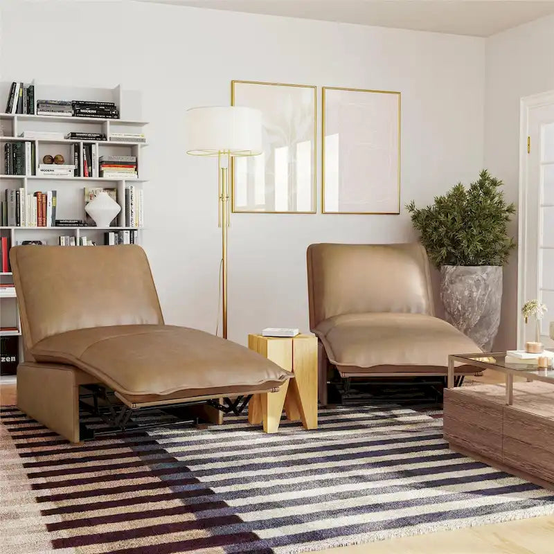 Fauteuil inclinable électrique en similicuir espresso / noisette, 1 place