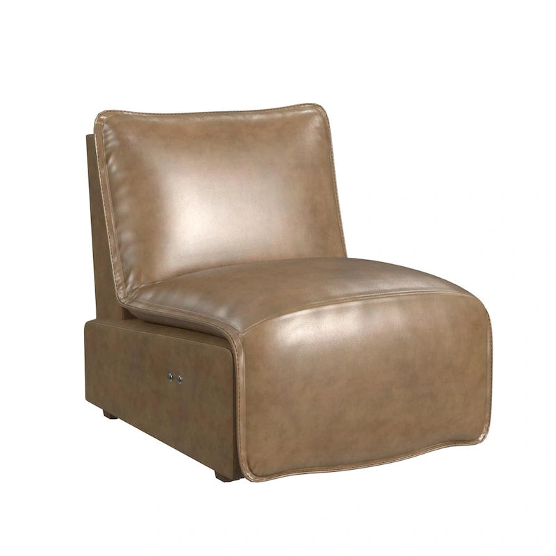 Fauteuil inclinable électrique en similicuir espresso / noisette, 1 place