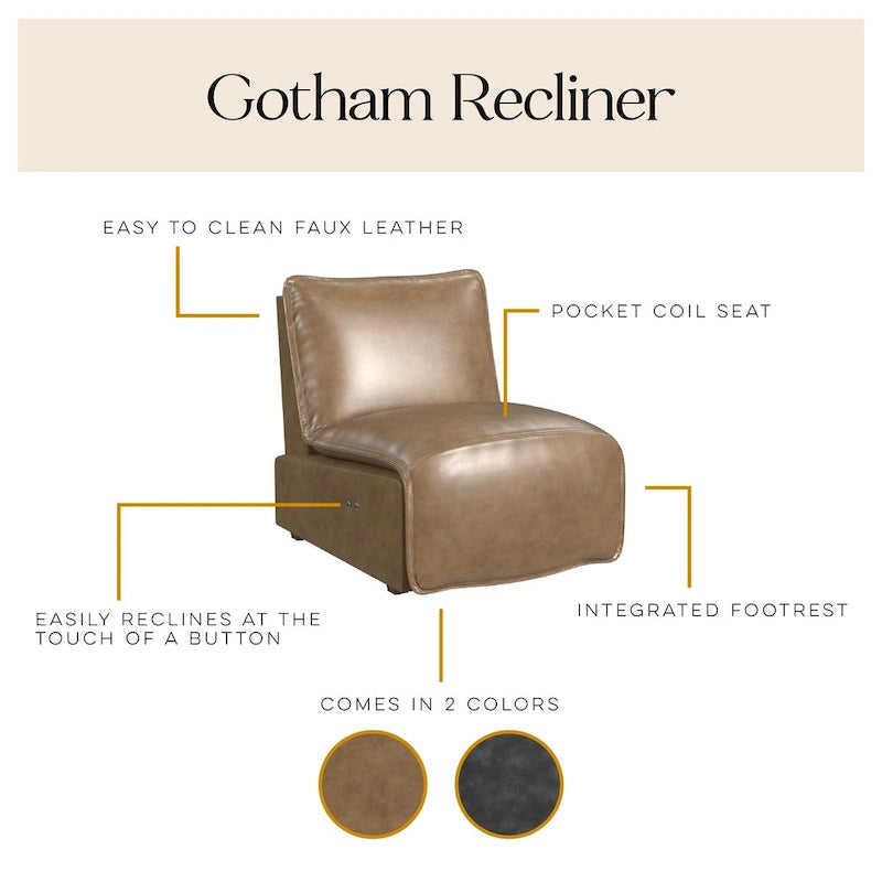 Fauteuil inclinable électrique en similicuir espresso / noisette, 1 place