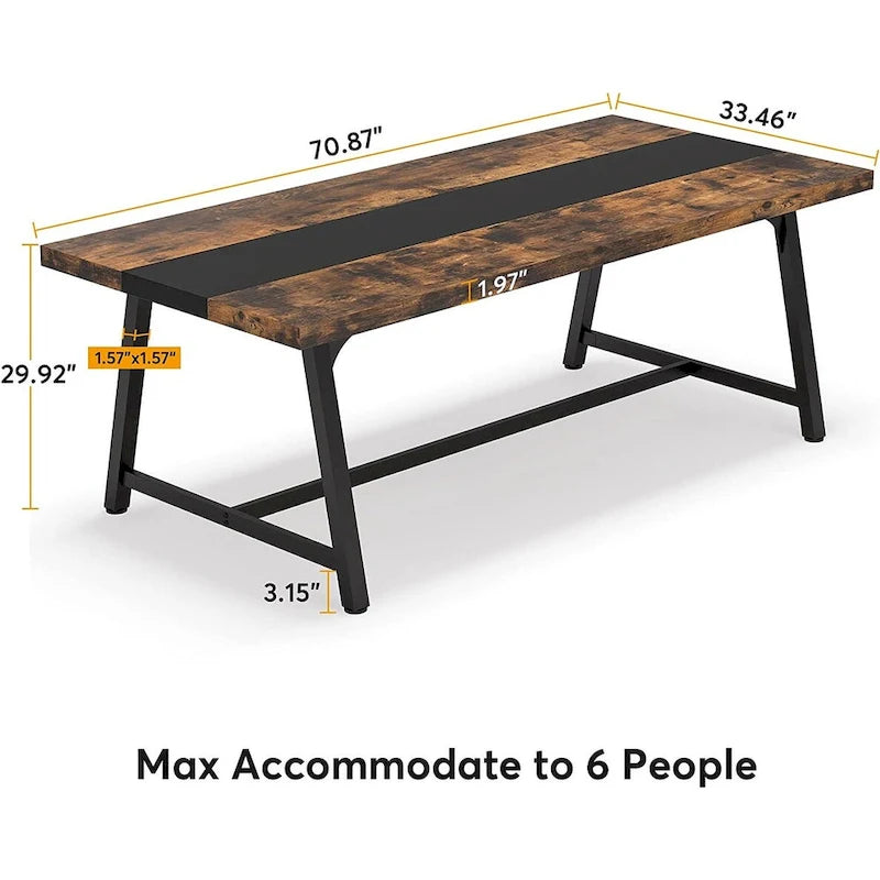 Table de conférence rectangulaire de 1,80 m, table de réunion de 180 cm pour 6 à 8 personnes
