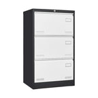 Classeur latéral à 3 tiroirs avec serrure – Blanc / Noir / Noir et blanc