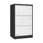 Classeur latéral à 3 tiroirs avec serrure – Blanc / Noir / Noir et blanc