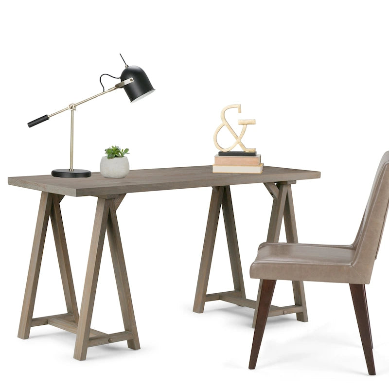WYNDENHALL Hawkins Bureau de travail moderne industriel en BOIS MASSIF de 56 pouces de large