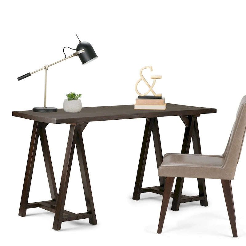 WYNDENHALL Hawkins Bureau de travail moderne industriel en BOIS MASSIF de 56 pouces de large